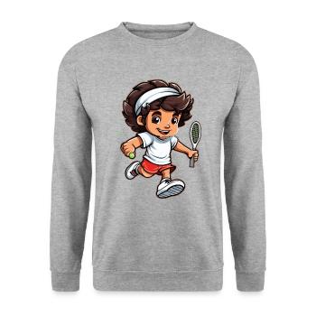 Tennis - Unisex Pullover - Weißgrau meliert - Vorne - Alina (178cm) & Michal (187cm)