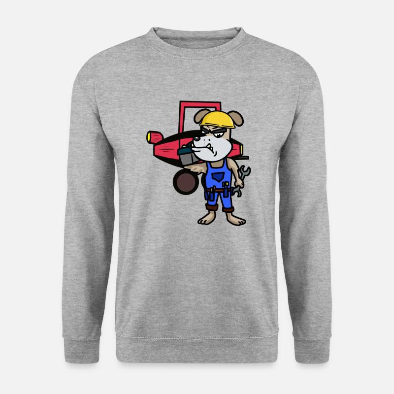 Hund Werkstat Kfz Auto Reparatur Beruf Job - Unisex Pullover - Weißgrau meliert