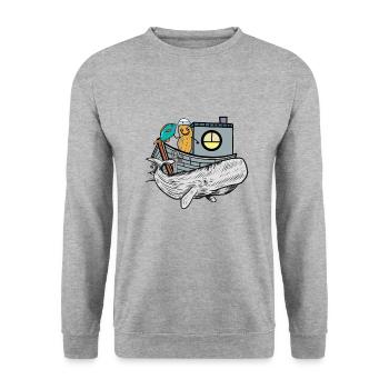 Gens De Mer, Poisson, Bateau, Animaux Marins, Pêcheur, Ahoy, Lac - Sweat-shirt Unisexe - gris chiné - Devant - Alina (178cm) & Michal (187cm)