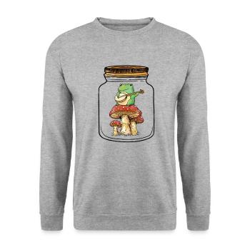Grenouille, Grenouilles, Amphibien, Nature, Automne, Champignons - Sweat-shirt Unisexe - gris chiné - Devant - Alina (178cm) & Michal (187cm)