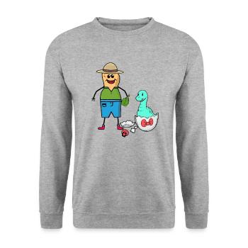 Cacahuète Zookeeper Dino bébé oeuf de naissance - Sweat-shirt Unisexe - gris chiné - Devant - Alina (178cm) & Michal (187cm)