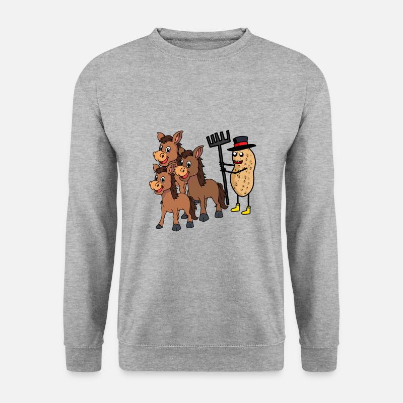 Erdnussd Nuss Eseltreiber Esel Pferd Pferde Nuss - Unisex Pullover - Weißgrau meliert