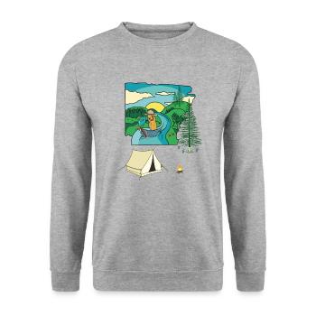 Peanut Camping Boats Nature Lovers Nature Camping - Unisex Sweatshirt - salt & pepper - Front - Alina (178cm) & Michal (187cm)
