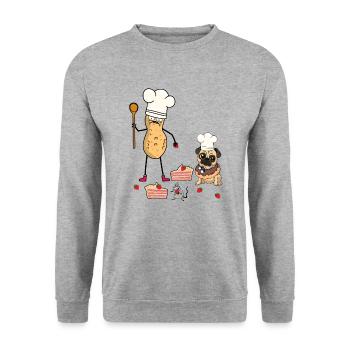 Cacahuètes Pâtisserie Animaux Chien Pâtisserie Boulanger Noix - Sweat-shirt Unisexe - gris chiné - Devant - Alina (178cm) & Michal (187cm)