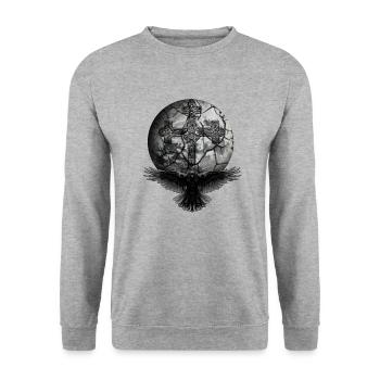 Raven Crow Kruez traverse la planète Halloween Raven - Sweat-shirt Unisexe - gris chiné - Devant - Alina (178cm) & Michal (187cm)