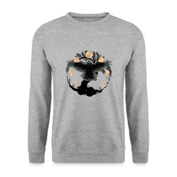 moon phase mystical raven crow tree nature ravens - Unisex Sweatshirt - salt & pepper - Front - Alina (178cm) & Michal (187cm)