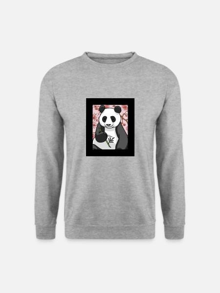 Pandabär Pandabären China Kirschblüte Asien - Unisex Pullover - Weißgrau meliert