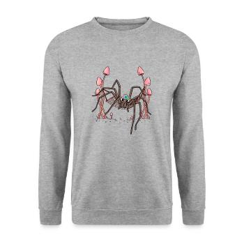 Spider Hanging Hammock Spider Web - Unisex Sweatshirt - salt & pepper - Front - Alina (178cm) & Michal (187cm)