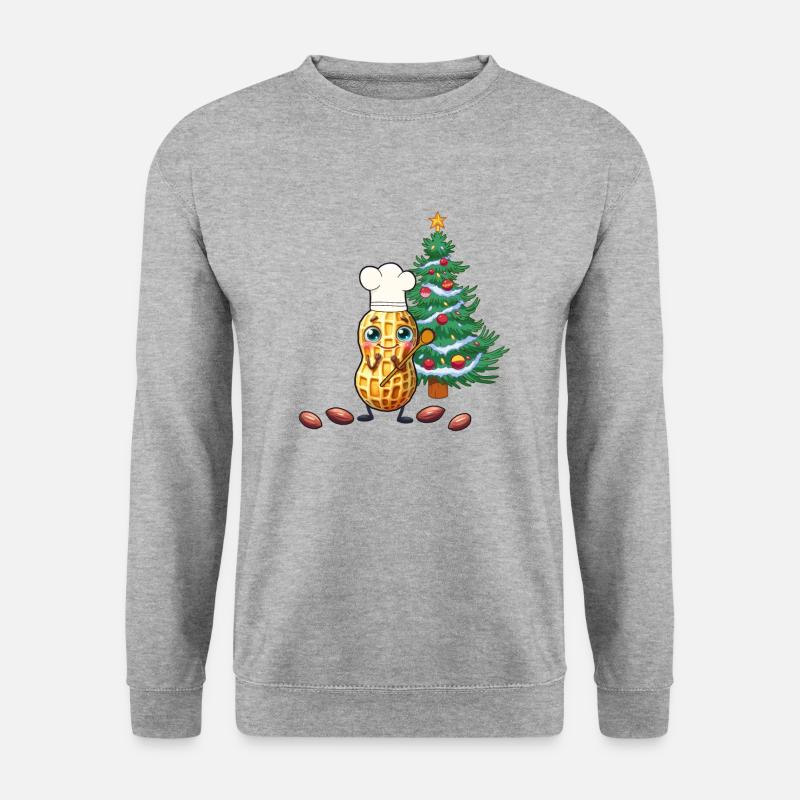 Weihnachten Xmas Erdnuss Nuss Koch Tannenbaum - Unisex Pullover - Weißgrau meliert