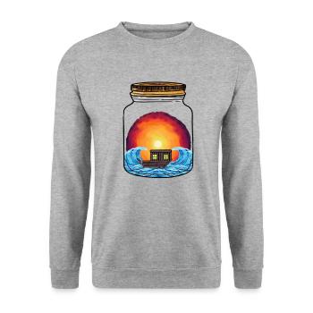 Boot Boote Schiff Schiffe - Unisex Pullover - Weißgrau meliert - Vorne - Alina (178cm) & Michal (187cm)