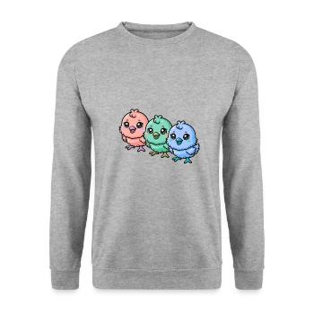 Baby Kind Kinder Küken Ostern Kleinkinder Huhn - Unisex Pullover - Weißgrau meliert - Vorne - Alina (178cm) & Michal (187cm)