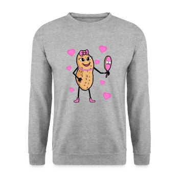 Pretty Erdnuss Mädchen Nuss Prinzessin Diva - Unisex Pullover - Weißgrau meliert - Vorne - Alina (178cm) & Michal (187cm)
