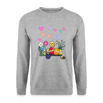 Easter Chick Easter Eggs Kids Child - Unisex Sweatshirt - salt & pepper - Front - Alina (178cm) & Michal (187cm)
