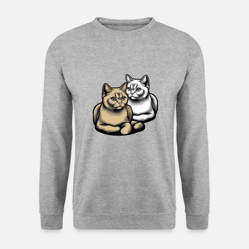 Katze Katzen Tierfreund - Unisex Pullover - Weißgrau meliert