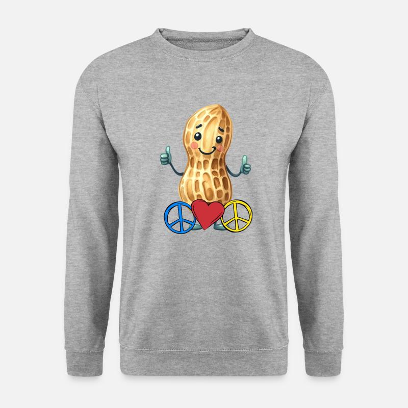 Erdnuss Peace Herz Frieden - Unisex Pullover - Weißgrau meliert