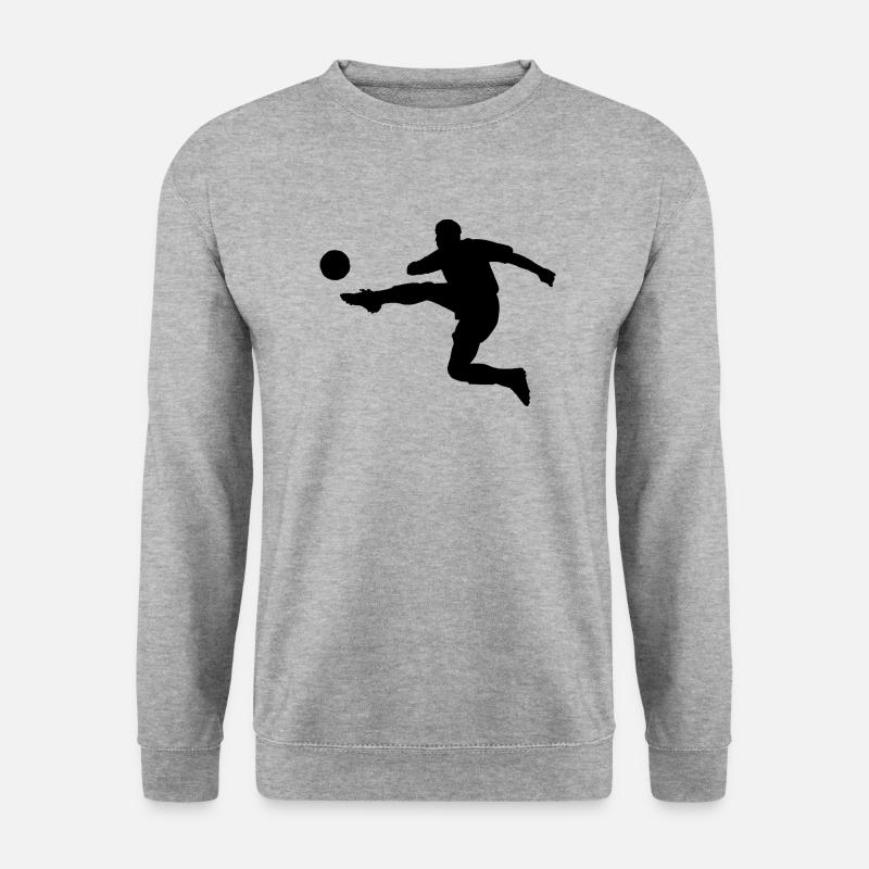 Fussballer beim Schuss - Unisex Pullover - Weißgrau meliert