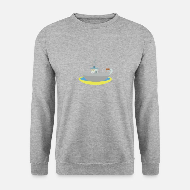 Kaffeetassenschiff - Unisex Pullover - Weißgrau meliert
