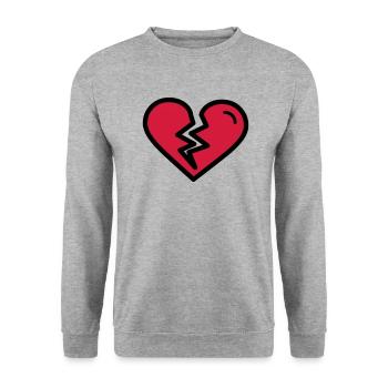 Gebrochenes Herz, Herzschmerzunglücklich verliebt - Unisex Pullover - Weißgrau meliert - Vorne - Alina (178cm) & Michal (187cm)