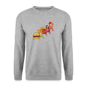 Dabbing Dab Burger Pizza Hot Dog Ketchup frites - Sweat-shirt Unisexe - gris chiné - Devant - Alina (178cm) & Michal (187cm)