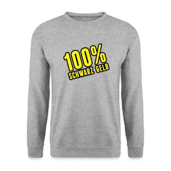 100_schwarz_gelb__f2 - Sweat-shirt Unisexe - gris chiné - Devant - Alina (178cm) & Michal (187cm)