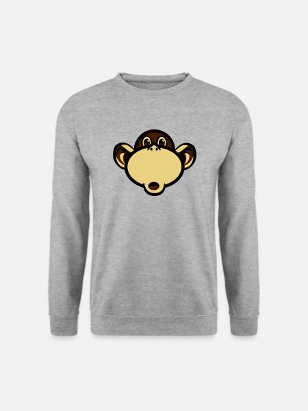 affe witzig lustig doof - Unisex Pullover - Weißgrau meliert