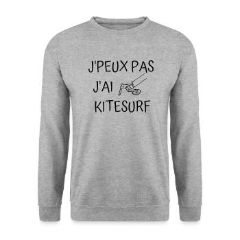 Je peux pas j'ai kitesurf - Sweat-shirt Unisexe - gris chiné - Devant - Alina (178cm) & Michal (187cm)