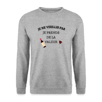 Idée cadeau homme anniversaire humour vin - Sweat-shirt Unisexe - gris chiné - Devant - Alina (178cm) & Michal (187cm)