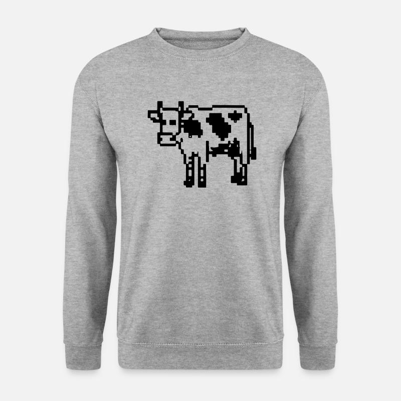 Kuh Verpixelt Pixel Kuh Geschenkidee - Unisex Pullover - Weißgrau meliert