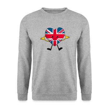 Super Cute Kawaii Heart I Love Great Britain - Unisex Sweatshirt - salt & pepper - Front - Alina (178cm) & Michal (187cm)