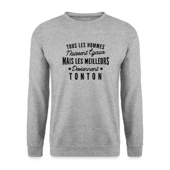 les meilleurs deviennent tonton / cadeau tonton - Sweat-shirt Unisexe - gris chiné - Devant - Alina (178cm) & Michal (187cm)