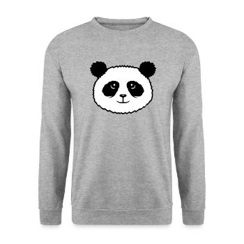 Panda Bear Face Mignon Kawaii Sourire Mignon - Sweat-shirt Unisexe - gris chiné - Devant - Alina (178cm) & Michal (187cm)