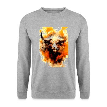 Bison Animal sauvage américain - Sweat-shirt Unisexe - gris chiné - Devant - Alina (178cm) & Michal (187cm)