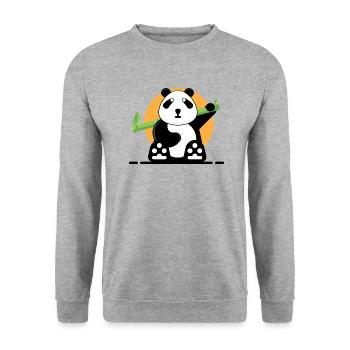 Panda en forêt. - Sweat-shirt Unisexe - gris chiné - Devant - Alina (178cm) & Michal (187cm)
