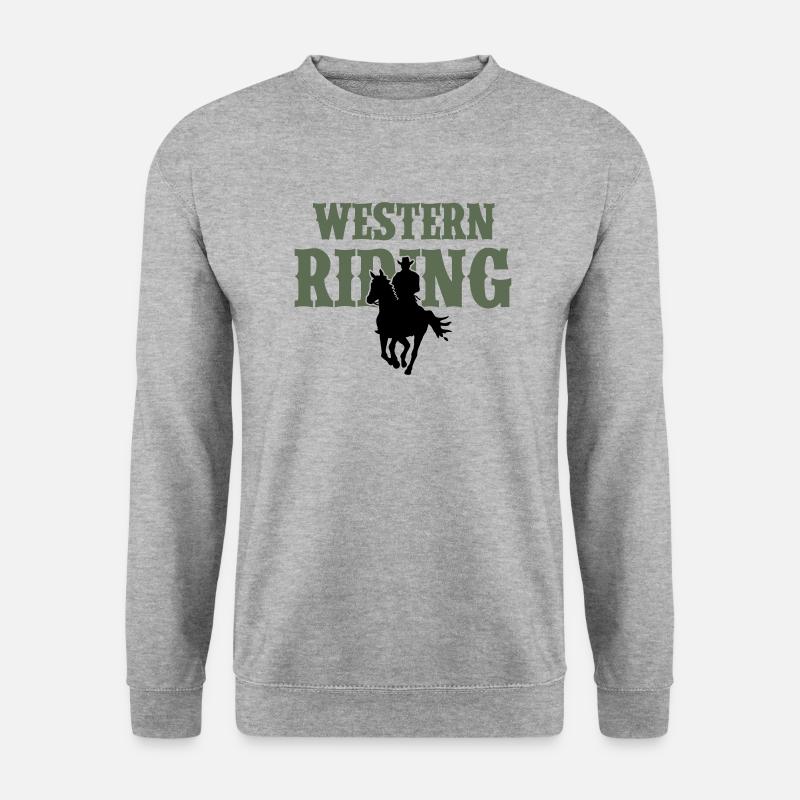 Western Reiten Mann - Unisex Pullover - Weißgrau meliert