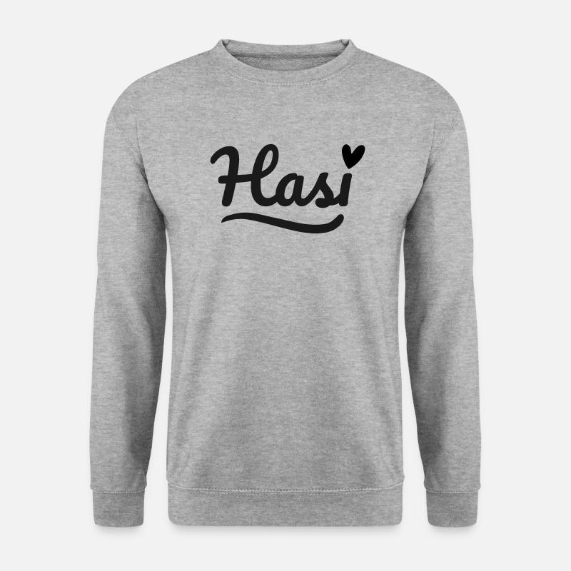 Hasi Schrift Herz - Unisex Pullover - Weißgrau meliert