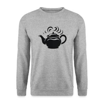 Steaming Teapot - Unisex Sweatshirt - salt & pepper - Front - Alina (178cm) & Michal (187cm)