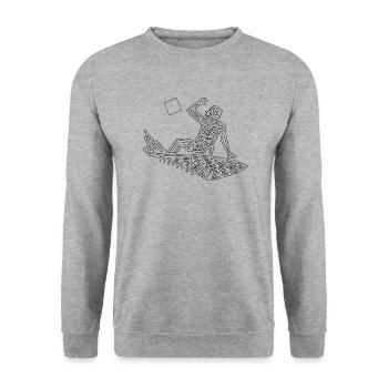 Surfer Maze (schwarze Version) - Unisex Pullover - Weißgrau meliert - Vorne - Alina (178cm) & Michal (187cm)