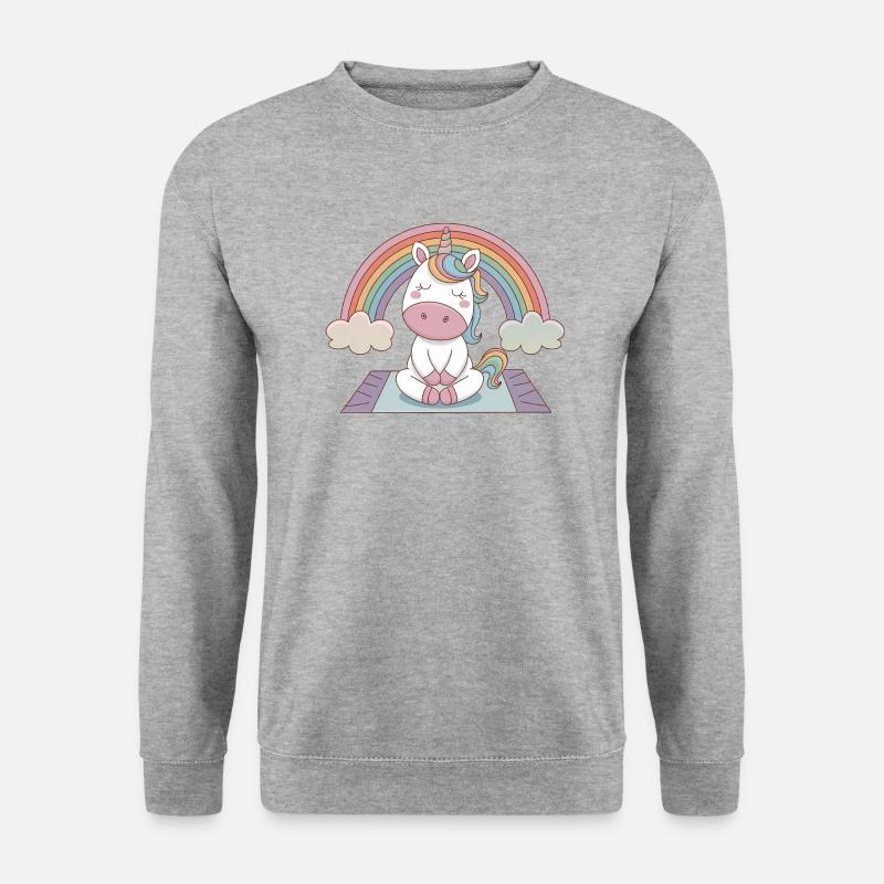 Yoga Einhorn - Unisex Pullover - Weißgrau meliert