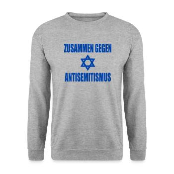 zusammen gegen antisemitismus - Unisex Pullover - Weißgrau meliert - Vorne - Alina (178cm) & Michal (187cm)