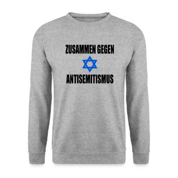 zusammen gegen antisemitismus - Unisex Pullover - Weißgrau meliert - Vorne - Alina (178cm) & Michal (187cm)