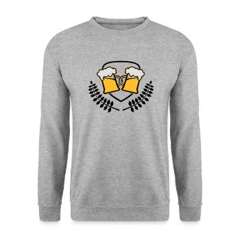Beer crest lash drinking beer mug icon Logo - Unisex Sweatshirt - salt & pepper - Front - Alina (178cm) & Michal (187cm)