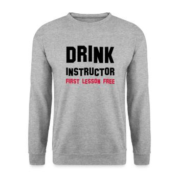 drink instructor - Unisex Pullover - Weißgrau meliert - Vorne - Alina (178cm) & Michal (187cm)