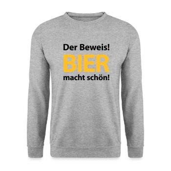 The proof! Beer makes you beautiful! Beer belly beer garden - Unisex Sweatshirt - salt & pepper - Front - Alina (178cm) & Michal (187cm)