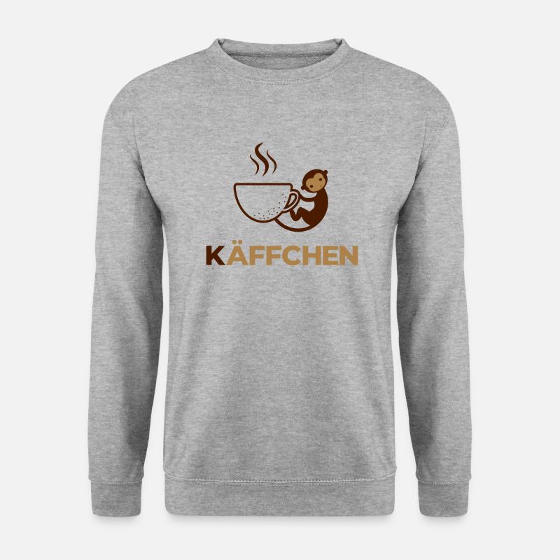 Käffchen - Kaffee Affe - Unisex Pullover - Weißgrau meliert