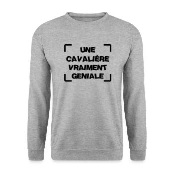 Equitation / Cheval / Cavalier / Cavalière / Sport - Sweat-shirt Unisexe - gris chiné - Devant - Alina (178cm) & Michal (187cm)