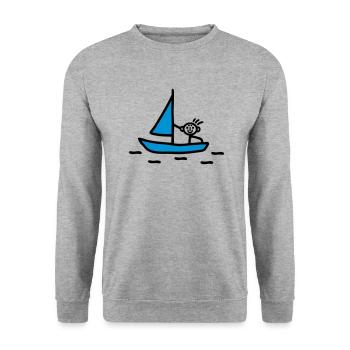 Stick figure sailing - V2 - Unisex Sweatshirt - salt & pepper - Front - Alina (178cm) & Michal (187cm)