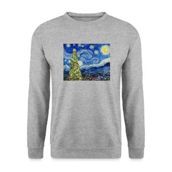 Van Gough Starry Night - Christmas Tree Trending - Unisex Sweatshirt - salt & pepper - Front - Alina (178cm) & Michal (187cm)