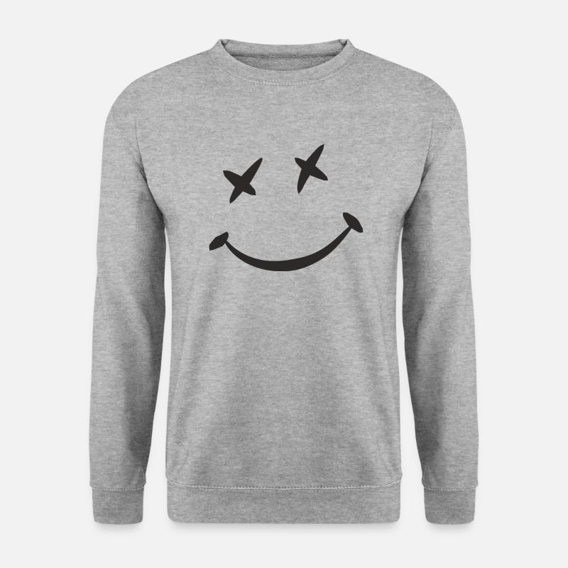 lächelndes Gesicht - Unisex Pullover - Weißgrau meliert