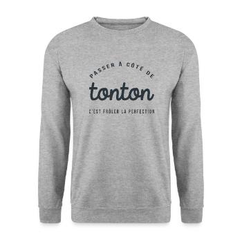 homme humour, humour, cadeau humoristique, tonton - Sweat-shirt Unisexe - gris chiné - Devant - Alina (178cm) & Michal (187cm)