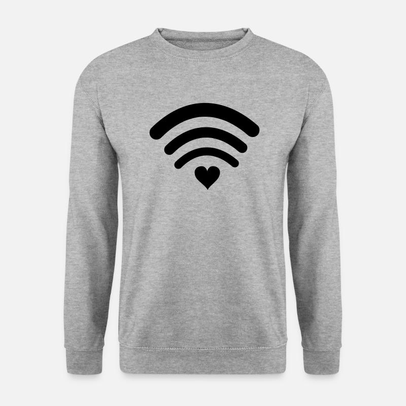 wlan liebe - Unisex Pullover - Weißgrau meliert